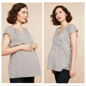 Motherhood Maternity Flutter Sleeve Pleated Top